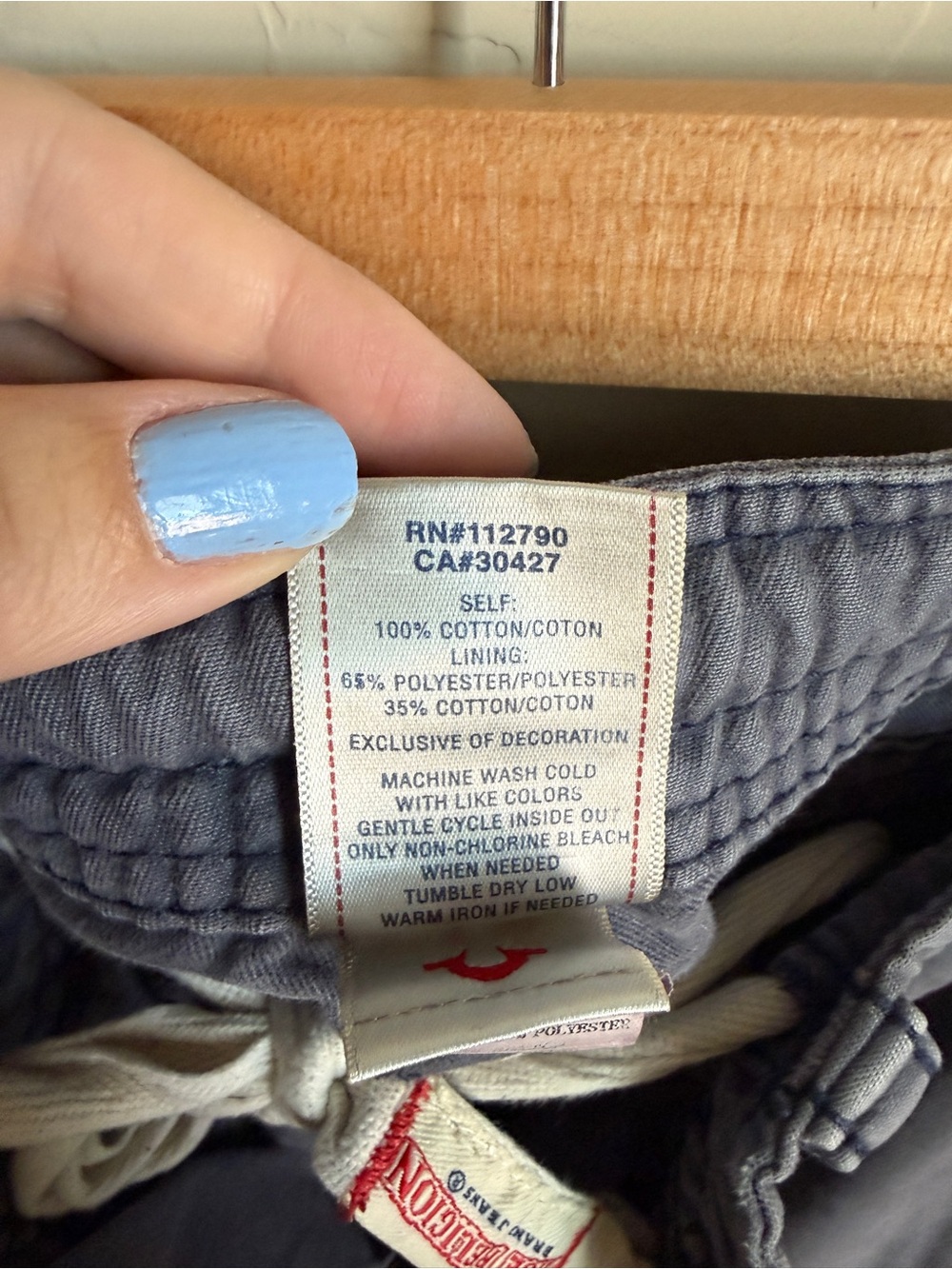 True Religion Y2K Vintage Men's Cargo Pants Slate Blue Flap Pocket 34 Wide Leg - Picture 9 of 14
